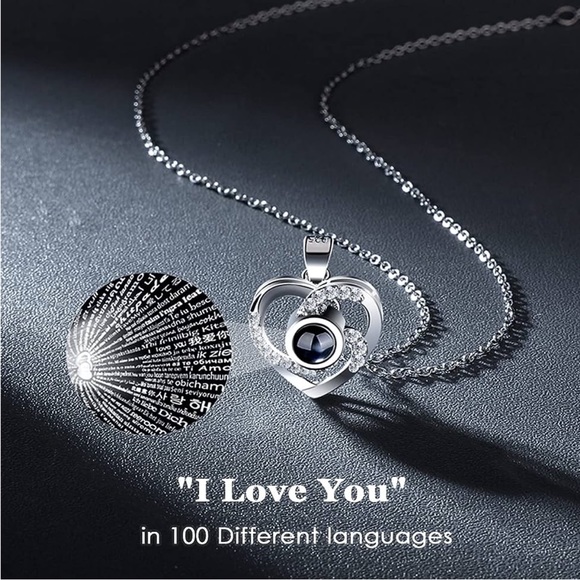 Forever Rose With I love you Necklace in 100 different languages - Picture 2 of 2